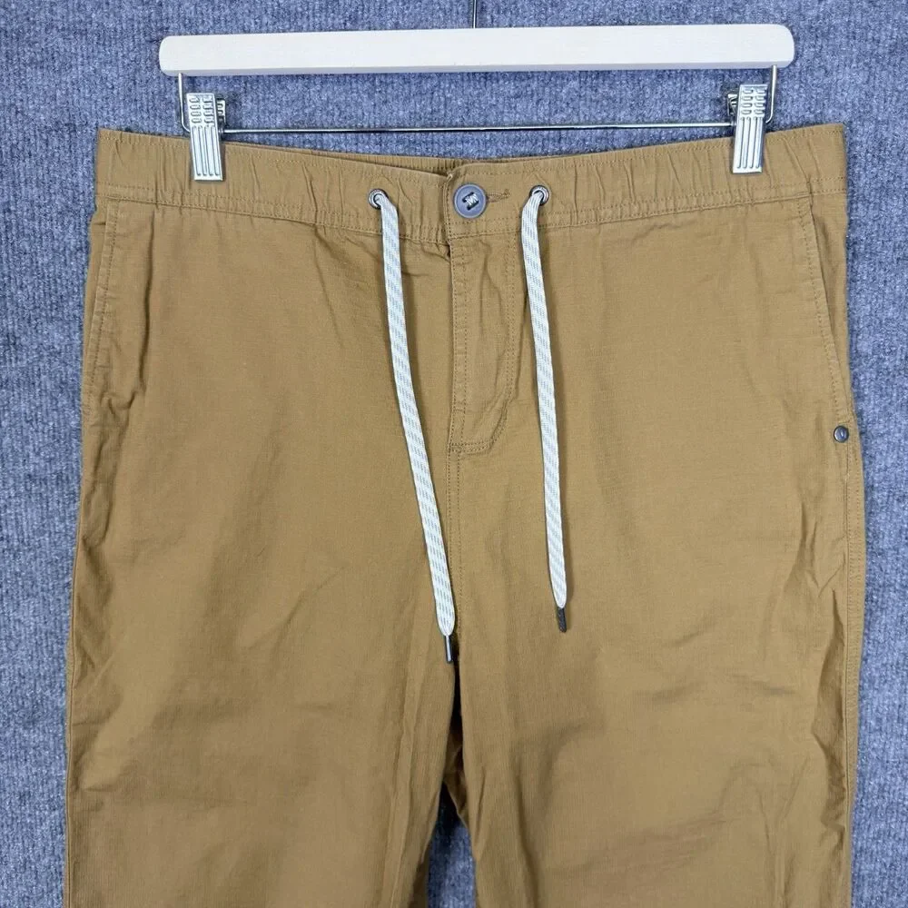 Vuori Straight Leg Pants in Mustard Brown with White Drawstring